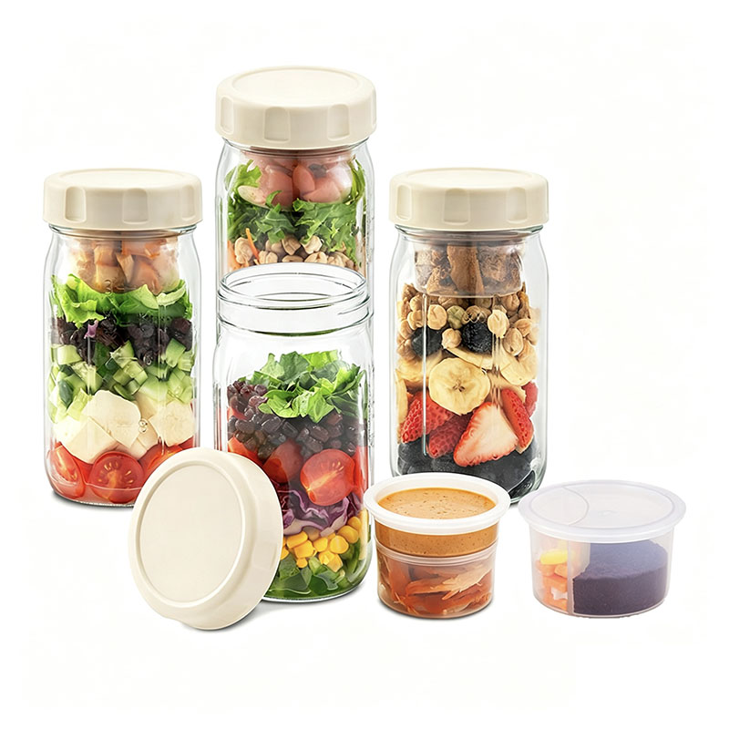 4 Pack Glass Salad Jars