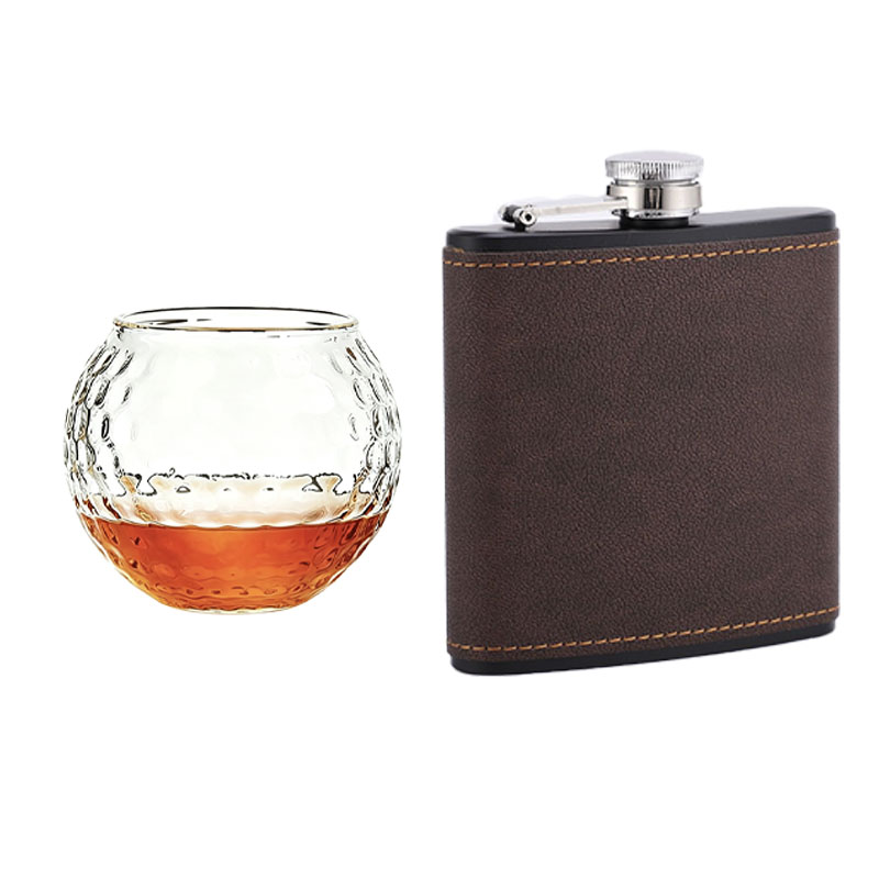 Golf Flask Glass Gift Set