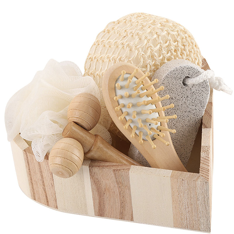 Heart Wood Tray Massage Bath Kit