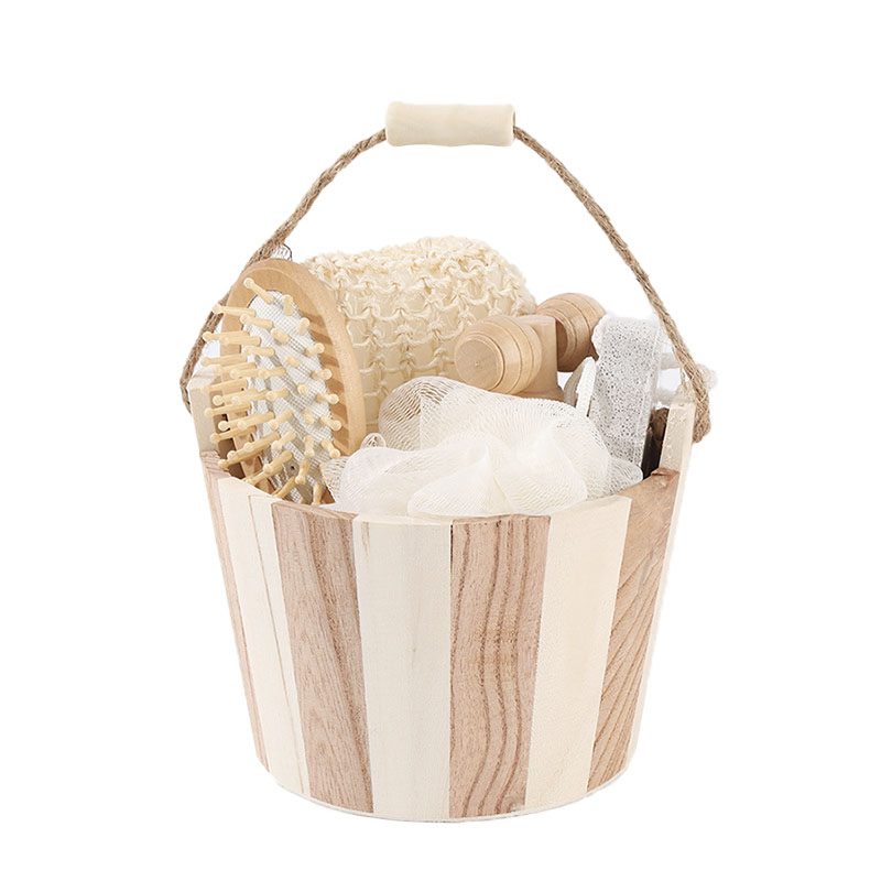 Portable Wooden Bucket Complete Spa Bath Set