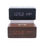 Led Wood Wireless Charging Clock view 1