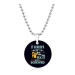 Stainless Steel Round Brand Necklace view 3