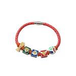 Braided Leather Beaded Charm Bracelet view 2