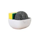 White Resin Sponge Holder For Kitchen Sin view 1