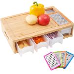 Bamboo Cutting Board With Containers view 1