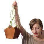 Leather Flower Pot With Hanging Rope view 2