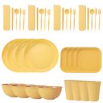 Wheat Straw Dinnerware Sets For 4 36pcs view 2