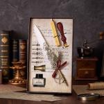 Classical Feather Pen Wax Seal Stamp And Ink Bottle Included Gift Box Packed Set view 2
