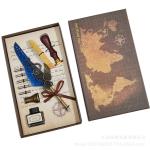 Classical Feather Pen Wax Seal Stamp And Ink Bottle Included Gift Box Packed Set view 1
