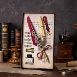 Classical Feather Pen Wax Seal Stamp And Ink Bottle Included Gift Box Packed Set view 3