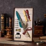Classical Feather Pen Wax Seal Stamp And Ink Bottle Included Gift Box Packed Set view 4