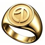Custom Embossed Brass Signet Ring view 1