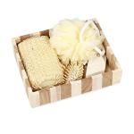 Square Wood Tray Basic Shower Accessory Set view 1