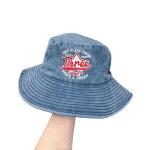 Denim Wide Brim Bucket Hat With Strap view 2