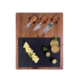 Acacia Wood Slate Rectangle Cheese Set view 1