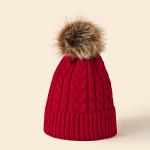 Winter Beanies Knit Faux Fur Pompoms view 2