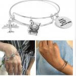 Camera Airplane Heart Shape Pendant Metal Bracelet view 4