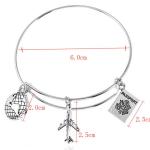 Camera Airplane Heart Shape Pendant Metal Bracelet view 3
